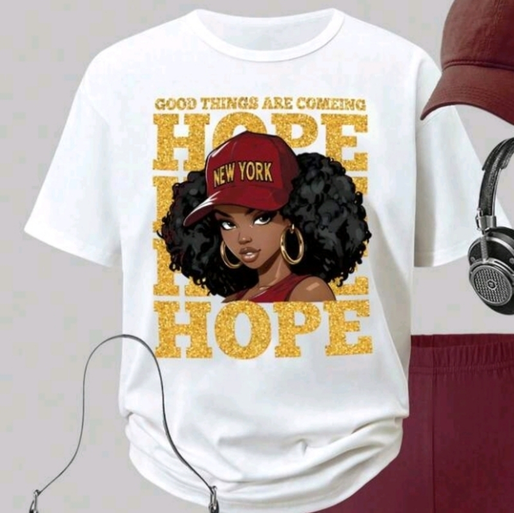 Graphic White T-Shirt with Red Accents